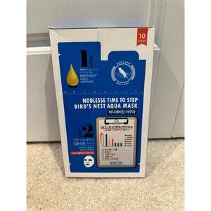 Noblesse Time to Step Bird's Nest Aqua Mask 2-Step Korean Face Mask 10 Pack NIB